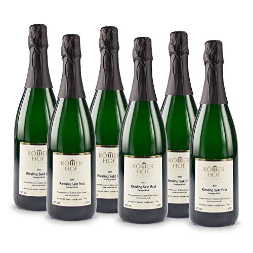 WEINGUT RÖMERHOF 6 Flaschen 0,75 L Riesling Sekt Brut 2013, frisch degorgiert, traditionelle Flaschengärung, handgerüttelt, Premium Sekt, Handgelesen, prämiertes Mosel Familienweingut von Necto