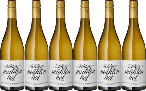 6x Chardonnay Weißburgunder trocken Schlossmühlen 2022 - Weingut Schlossmühlenhof, Rheinhessen - Weißwein von Weingut Schlossmühlenhof