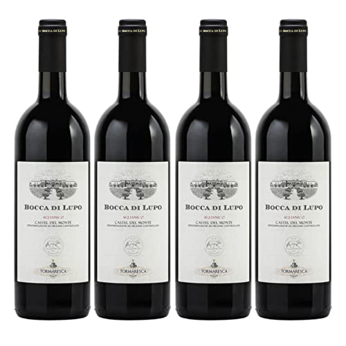 Tormaresca Antinori Bocca di Lupo Castel del Monte DOC Rotwein Wein Trocken Italien I Visando Paket (4 x 0,75l) von Weingut Tormaresca