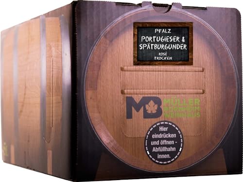 Weinhaus Müller Bornheim 5L Bag in Box Pfälzer Portugieser & Spätburgunder Rosé trocken 2022 - Qualitäts-Rosé trocken aus der Pfalz - rosé Qualitätswein trocken - Rosé made in Germany von Weinhaus Müller Bornheim