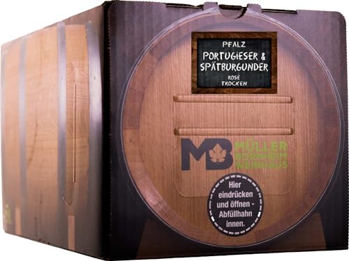 Weinhaus Müller Bornheim 5L Bag in Box Pfälzer Portugieser & Spätburgunder Rosé trocken 2024 - Qualitäts-Rosé aus der Pfalz, Anzahl:1 Bag in Box, Geschmack:trocken, Rebsorten:Portugieser, Größe:5 L von Weinhaus Müller Bornheim