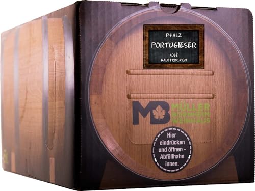 Weinhaus Müller Bornheim 5L Bag in Box Pfälzer Portugieser Rosé halbtrocken 2023, Anzahl:1 Bag in Box, Geschmack:halbtrocken, Sorte:Portugieser, Größe:5 L von Weinhaus Müller Bornheim