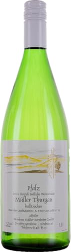 Weinhaus Müller Bornheim 1 L Flasche Pfälzer Weißwein Müller Thurgau halbtrocken2023 - Qualitäts-Weißwein direkt vom Winzer, Anzahl:6 Flaschen Weinhaus Müller Bornheim 1 L Flasche Pfälzer Weißwein Müller Thurgau halbtrocken2023 - Qualitäts-Weißwein direkt vom Winzer, Anzahl:6 Flaschen von Weinhaus Müller Bornheim