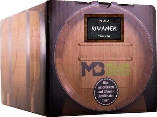 Weinhaus Müller Bornheim 5L Bag in Box Pfälzer Rivaner Weißwein trocken 2023 - Qualitäts-Weißwein trocken aus der Pfalz, Anzahl:1 Bag in Box, Geschmack:trocken, Rebsorten:Rivaner, Größe:5 L von Weinhaus Müller Bornheim