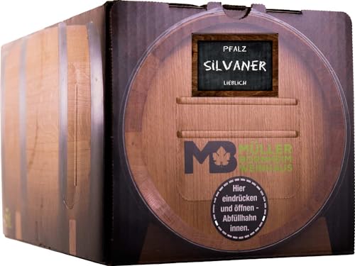 Weinhaus Müller Bornheim 5L Bag in Box Silvaner Weißwein lieblich 2024 - Qualitäts-Weißwein lieblich aus der Pfalz, Anzahl:1 Bag in Box, Geschmack:lieblich, Rebsorten:Silvaner, Größe:5 L von Weinhaus Müller Bornheim