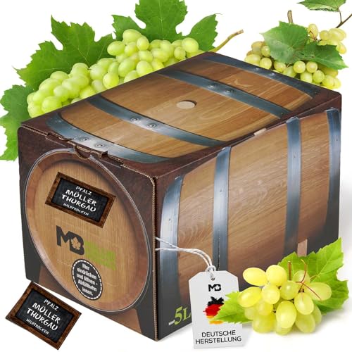 Weinhaus Müller Bornheim 5L Bag in Box Müller Thurgau Weißwein halbtrocken 2022- Qualitäts-Weißwein halbtrocken aus der Pfalz - weißer Qualitätswein halbtrocken - White Wine made in Germany von Weinhaus Müller Bornheim