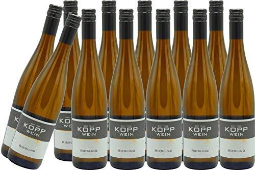 12 Flaschen 2020er Riesling Weißwein trocken Deutscher Prädikatswein 0,75l, direkt vom Erzeuger: Weingut Kopp in Ranschbach von Weinkellerei Kopp