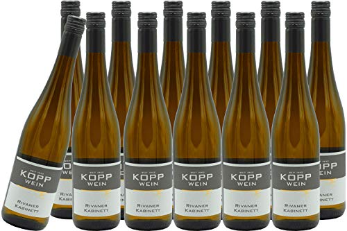 12 Flaschen 2020er Rivaner Weißwein trocken Deutscher Prädikatswein 0,75l, direkt vom Erzeuger: Weingut Kopp in Ranschbach von Weinkellerei Kopp
