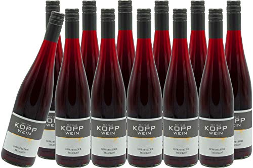 12 Flaschen 2022er Dornfelder Rotwein trocken Deutscher Qualitätswein 0,75l, direkt vom Erzeuger: Weingut Kopp in Ranschbach von Weinkellerei Kopp