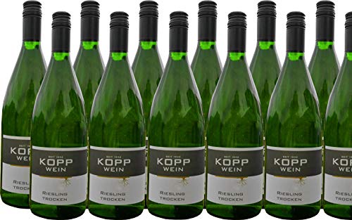 12 Flaschen 2022er Riesling Weißwein feinherb Deutscher Qualitätswein 1L, direkt vom Erzeuger: Weingut Kopp in Ranschbach von Weinkellerei Kopp