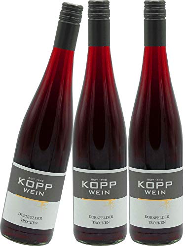 3 Flaschen 2020er Dornfelder Rotwein trocken Deutscher Qualitätswein 0,75l, direkt vom Erzeuger: Weingut Kopp in Ranschbach von Weinkellerei Kopp