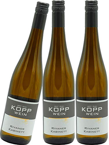 3 Flaschen 2020er Rivaner Weißwein trocken Deutscher Qualitätswein 0,75l, direkt vom Erzeuger: Weingut Kopp in Ranschbach von Weinkellerei Kopp