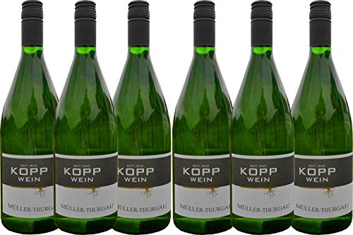6 Flaschen 2022er Müller-Thurgau Weißwein trocken Deutscher Qualitätswein 1L, direkt vom Erzeuger: Weingut Kopp in Ranschbach von Weinkellerei Kopp
