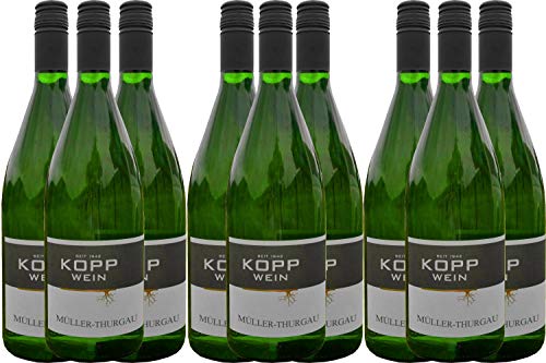 9 Flaschen 2022er Müller-Thurgau Weißwein trocken Deutscher Qualitätswein 1L, direkt vom Erzeuger: Weingut Kopp in Ranschbach von Weinkellerei Kopp
