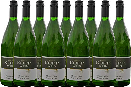 9 Flaschen 2022er Riesling Weißwein feinherb Deutscher Qualitätswein 1L, direkt vom Erzeuger: Weingut Kopp in Ranschbach von Weinkellerei Kopp