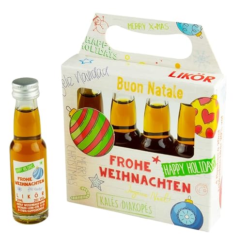 Weisenbach Geschenke & Ideen - Schnaps-4er „Frohe Weihnachten“ (international) - Lebkuchen-Likör 4x0,02l - 20% vol. von Weisenbach