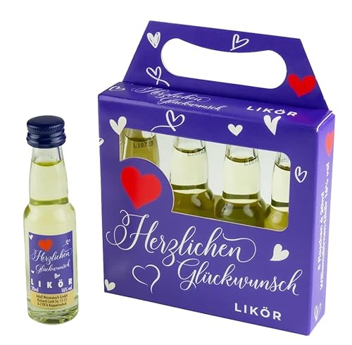 Weisenbach Geschenke & Ideen - Schnaps-4er „Herzlichen Glückwunsch!“ - Williamsbirnen-Likör 4x0,02l - 16% vol. von Weisenbach