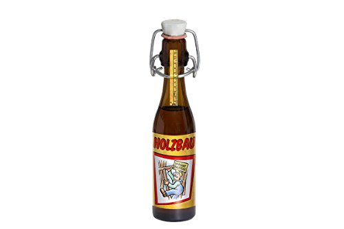 Weisenbach - VORSICHT BAUSTELLE - Motiv: "HOLZBAU" - 40ml Bügelverschlussflasche - Bier-Likör 20% vol. von Weisenbach