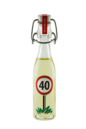 Weisenbach - Viel Glück! - Motiv: "40" - 40ml Bügelverschlussflasche - Birnen-Likör 16% vol. von Weisenbach