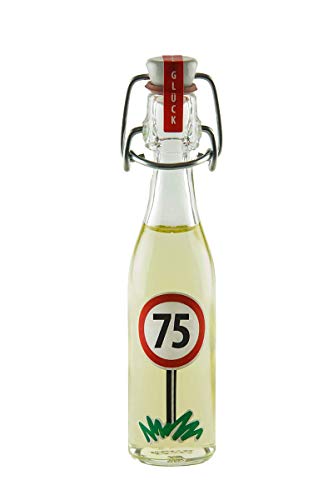 Weisenbach - Viel Glück! - Motiv: "75" - 40ml Bügelverschlussflasche - Birnen-Likör 16% vol. von Weisenbach