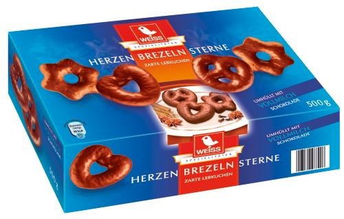 Weiss Herzen, Sterne, Brezeln vollmilch, 6er Pack (6 x 500 g) von Weiss