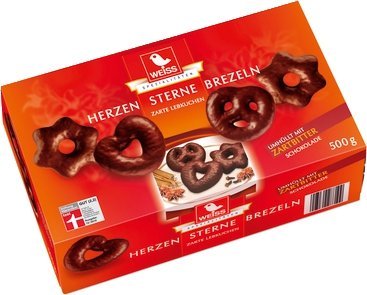 Weiss Herzen Sterne Brezeln Zartbitter Menge:500g von Weiss