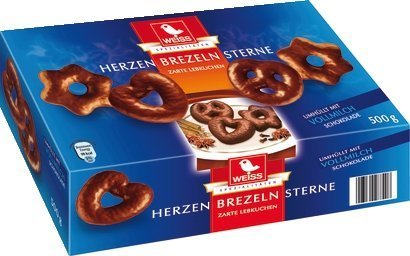 Weiss Herzen Sterne Brezeln Vollmilchschokolade Menge:500g Weiss Herzen Sterne Brezeln Vollmilchschokolade Menge:500g von Weiss