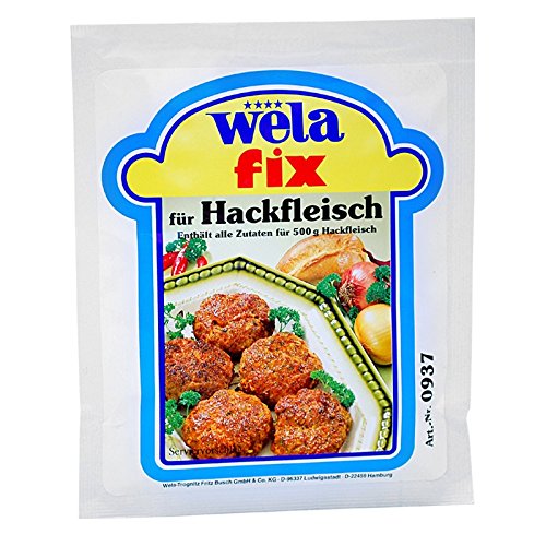 Wela Fix für Hackfleisch 75 g Beutel für 500 g Hackfleisch, vegan, lactosefrei, ohne zugesetztes Glutamat, Diätkost geeignet von Wela