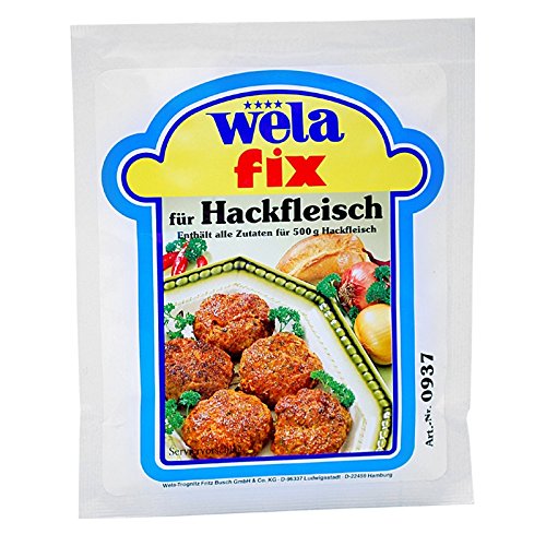 Wela Fix für Hackfleisch 75 g Beutel für 500 g Hackfleisch, vegan, lactosefrei, ohne zugesetztes Glutamat, Diätkost geeignet Wela Fix für Hackfleisch 75 g Beutel für 500 g Hackfleisch, vegan, lactosefrei, ohne zugesetztes Glutamat, Diätkost geeignet von Wela