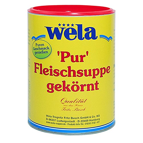 Wela Fleischsuppe gekörnt 'Pur' 1kg delikat ausgeprägter Bouillon-Geschmack. Ideal als bekömmliche Trinkbrühe oder Suppendrink von Wela