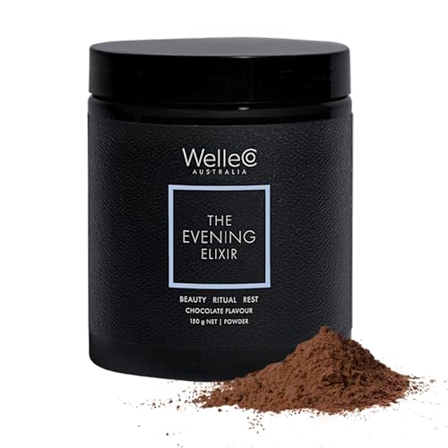 WelleCo The Evening Elixir Hautpflege Vitamin C Hot Chocolate Beauty Drink Mix mit Niacin, Zitronenmelisse und Magnesium für Schlaf, Kollagenbildung, glutenfrei, vegan, milchfrei, 150 g Glas WelleCo The Evening Elixir Hautpflege Vitamin C Hot Chocolate Beauty Drink Mix mit Niacin, Zitronenmelisse und Magnesium für Schlaf, Kollagenbildung, glutenfrei, vegan, milchfrei, 150 g Glas von WelleCo