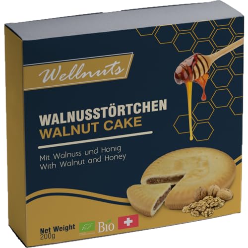 Wellnuts | Bio Walnusstörtchen | aus den Schweizer Alpen | mit Berghonig und Alpenbutter | 200g von Wellnuts