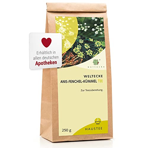 Weltecke Fenchel-Anis-Kümmel-Tee lose 250 g | Arzneibuch-Qualität hergestellt & kontrolliert in Deutschland | Angenehm-aromatischer Geschmack | Frisch abgefüllter, loser Kräuter-Tee von Weltecke