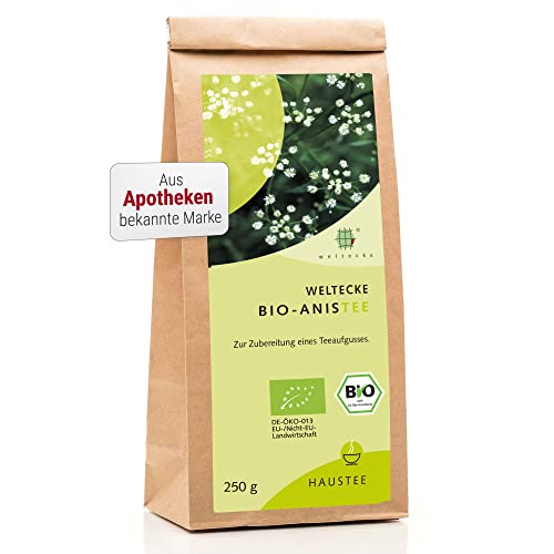 Weltecke Bio-Anis-Tee lose 250 g | In Deutschland kontrolliert & abgefüllt | Mild-aromatischer Kräuter-Tee aus schonend getrocknetem Anis | Natürlich vegan | Altbekanntes Hausmittel von Weltecke