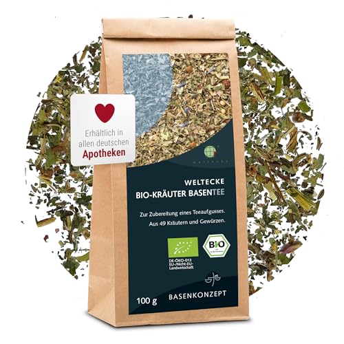 Weltecke Bio-Basen-Tee lose aus 49 Kräutern 100 g | Basischer-Kräuter-Tee I In Deutschland hergestellt & abgefüllt | Für die basische Ernährung | Bio-Kräuter-Tee für den Säure-Basen-Haushalt Weltecke Bio-Basen-Tee lose aus 49 Kräutern 100 g | Basischer-Kräuter-Tee I In Deutschland hergestellt & abgefüllt | Für die basische Ernährung | Bio-Kräuter-Tee für den Säure-Basen-Haushalt von Weltecke