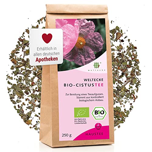 Weltecke Bio-Zistrosen-Tee lose 250 g | Frisch abgefüllt in Deutschland | Aromatisch-herber Kräuter-Tee von der Zistrose | Natürlich vegan | Ohne künstliche Aromen & Zucker | Cistus Incanus von Weltecke