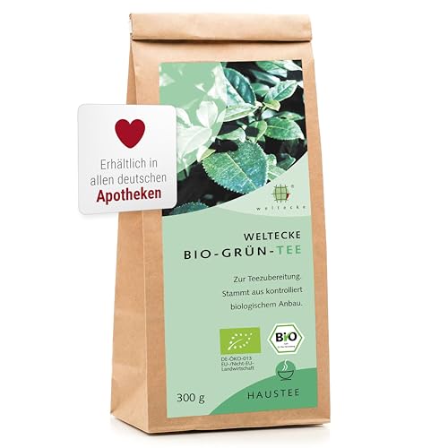 Weltecke Bio-Grün-Tee 300 g | Frisch in Deutschland abgefüllt | Veganer Tee mit mild-herbem Aroma | Organic Green Tea mit Koffein | Grüner-Tee lose von Weltecke