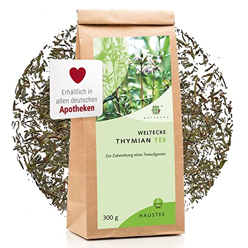 Weltecke Thymian-Tee lose 300 g | Thymianblätter schonend getrocknet & gerebelt I Arzneibuch-Qualität in Deutschland kontrolliert & abgefüllt | Würzig-aromatischer Geschmack I Kräutertee Thymus von Weltecke