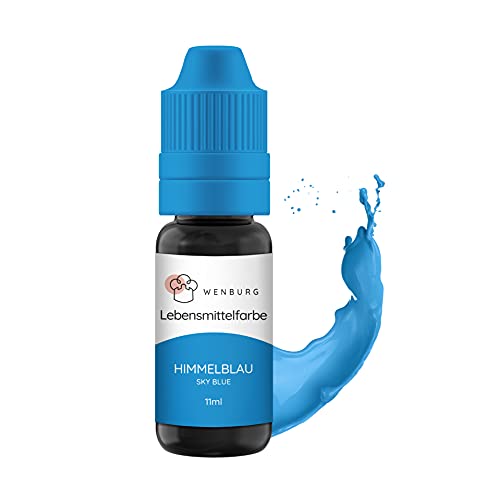 Wenburg Lebensmittelfarbe, 11ml hochkonzentriert, made in EU, zuckerfrei, flüssig. zum Färben von Teig, Getränken, Aromen, Slime (Himmelblau) von Wenburg