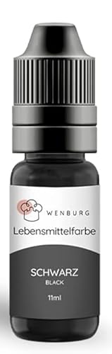 Wenburg Lebensmittelfarbe Schwarz, 11ml, hochkonzentriert. Made in EU. Zuckerfrei, flüssig. Farben Set, zum Färben von Teig, Getränken, Aromen, Slime von Wenburg