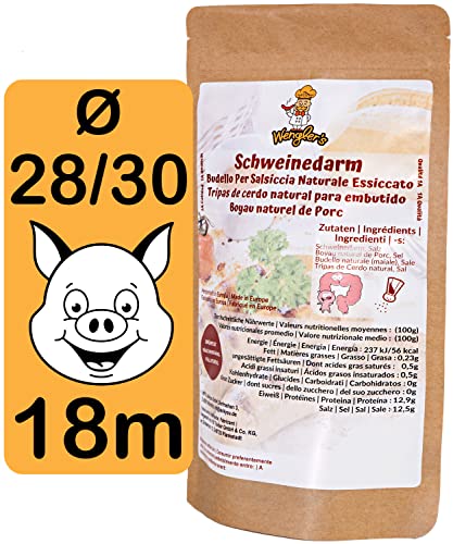 Wengler's Schweinedarm 28/30 - Bratwurst Naturdarm für eigene Wurst - 1A Metzgerqualität - brühfest, räucherfähig 18 Meter von Wengler's