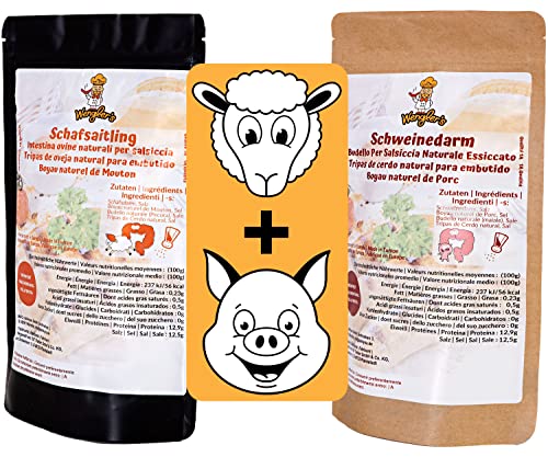 Wengler's - Doppelpack Schweinedarm 28/30 und Schafsaiting 18/20-2 verschiedene Naturdärme für eigene Bratwurst, Salami, Bockwurst und Knacker Wengler's - Doppelpack Schweinedarm 28/30 und Schafsaiting 18/20-2 verschiedene Naturdärme für eigene Bratwurst, Salami, Bockwurst und Knacker von Wengler's