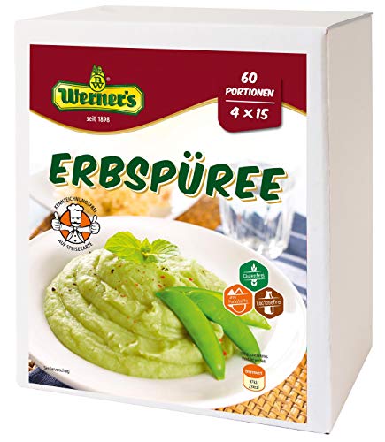 Werner´s Erbspüree, 4 x 0,535 kg in einem Karton, entspricht: 4 x 15 Portionen, glutenfrei, laktosefrei, ohne Farbstoffe, von Werner´s