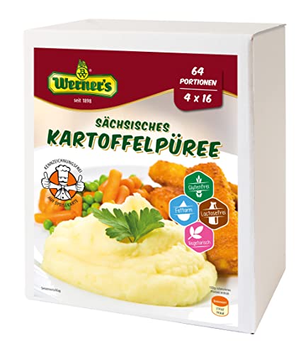 Werner´s Kartoffelmus / Püree - Großgebinde - 4 x 0,5 kg in einem Karton, entspricht: 4 x 16 Portionen, glutenfrei, laktosefrei, von Werner's