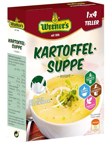 Werner´s Kartoffelsuppe - instant - 4 Teller, 10 Packungen pro Karton, glutenfrei, laktosefrei, fettarm, von Werner's