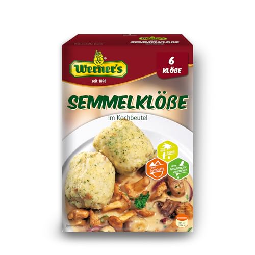 Werner´s Semmelklöße im Kochbeutel 6 Stück, 6 Packungen pro Karton, ohne Farbstoffe, ohne Geschmacksverstärker, einzeln entnehmbar, von Werner's