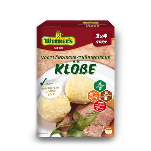 Werner´s Vogtländische/Thüringische Klöße 3x4 Klöße, 6 Packungen pro Karton, glutenfrei, laktosefrei, ohne Farbstoffe, zum selbstformen, von Werner´s