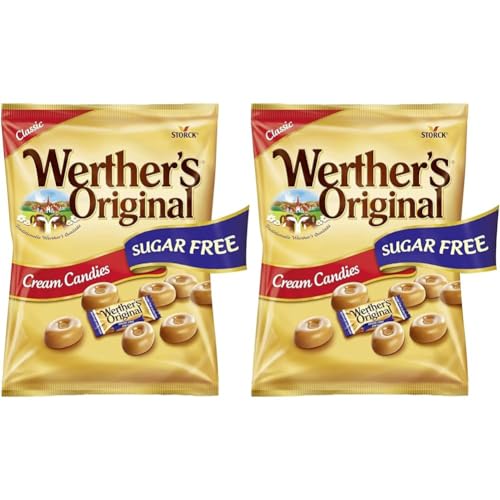 Werther's Original – 1 x 70g – Zuckerfreie Sahnebonbons mit leckerem Karamellgeschmack (Packung mit 2) von Werther's Original