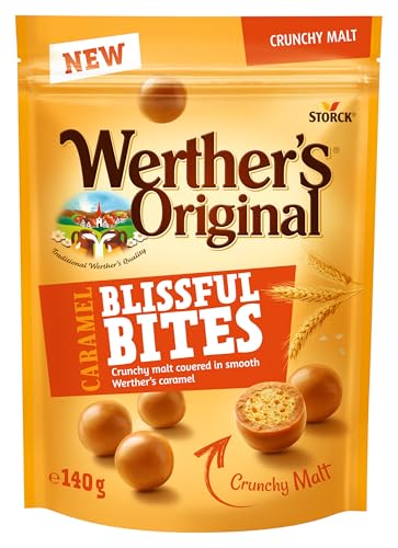 Werther’s Original Blissful Caramel Bites Crunchy – Knusprig-luftige Kugeln mit Malz umhüllt von sanft-cremigem Werther’s Karamell – 10 x 140g von Werther's Original