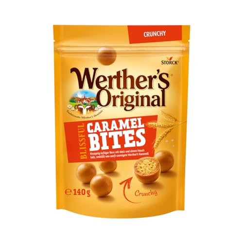 Werther’s Original Blissful Caramel Bites Crunchy – Knusprig-luftige Kugeln mit Malz umhüllt von sanft-cremigem Werther’s Karamell – 1 x 140g von Werther's Original